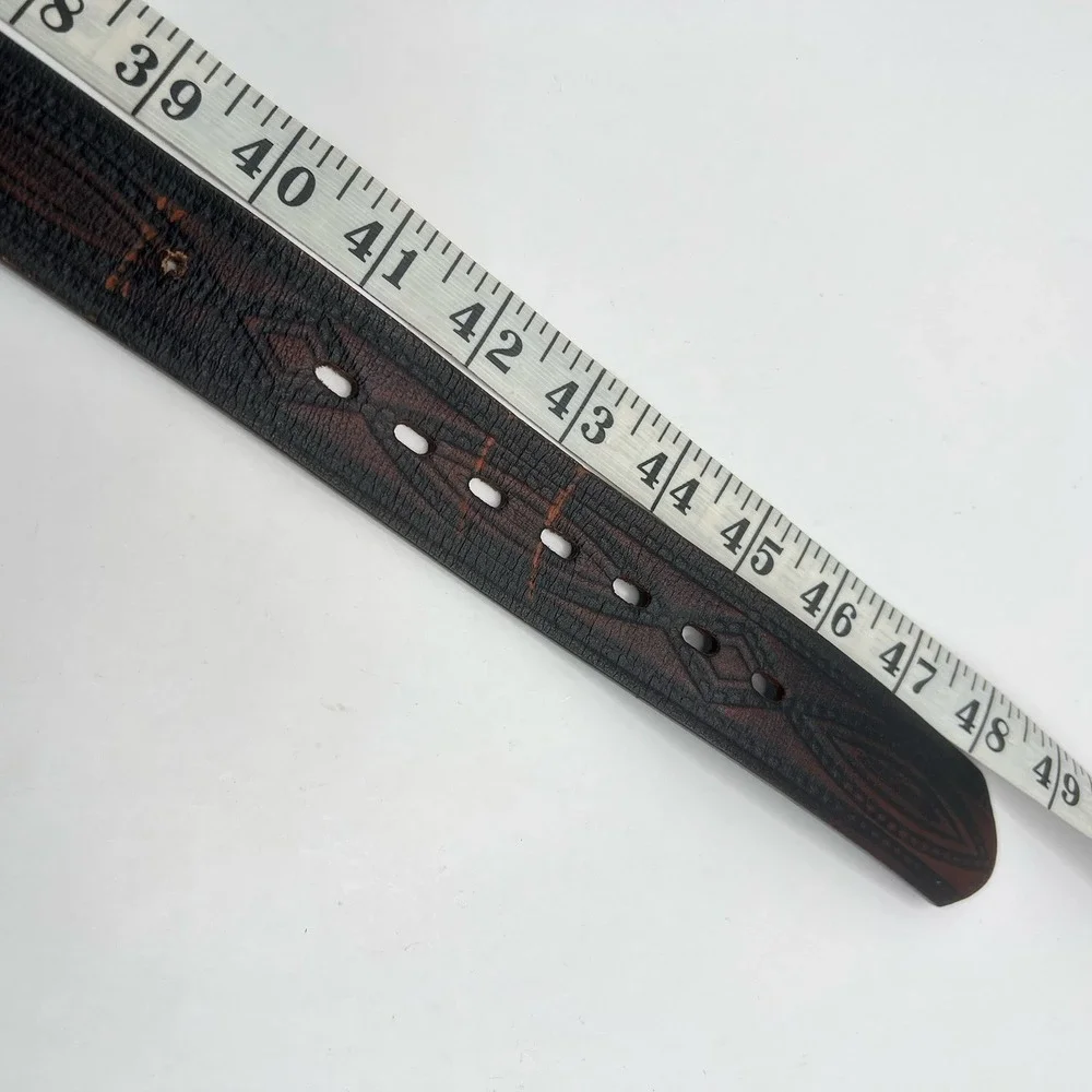 Wrangler Genuine Leather Embossed Western Belt 44/110 Brown Rodeo Cowboy‎